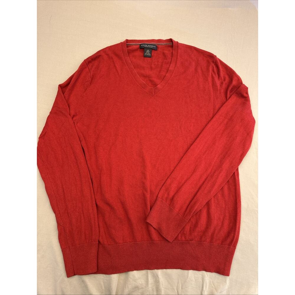 Banana Republic V Neck Knit Sweater Women's Silk Cashmere Luxury Medium Red